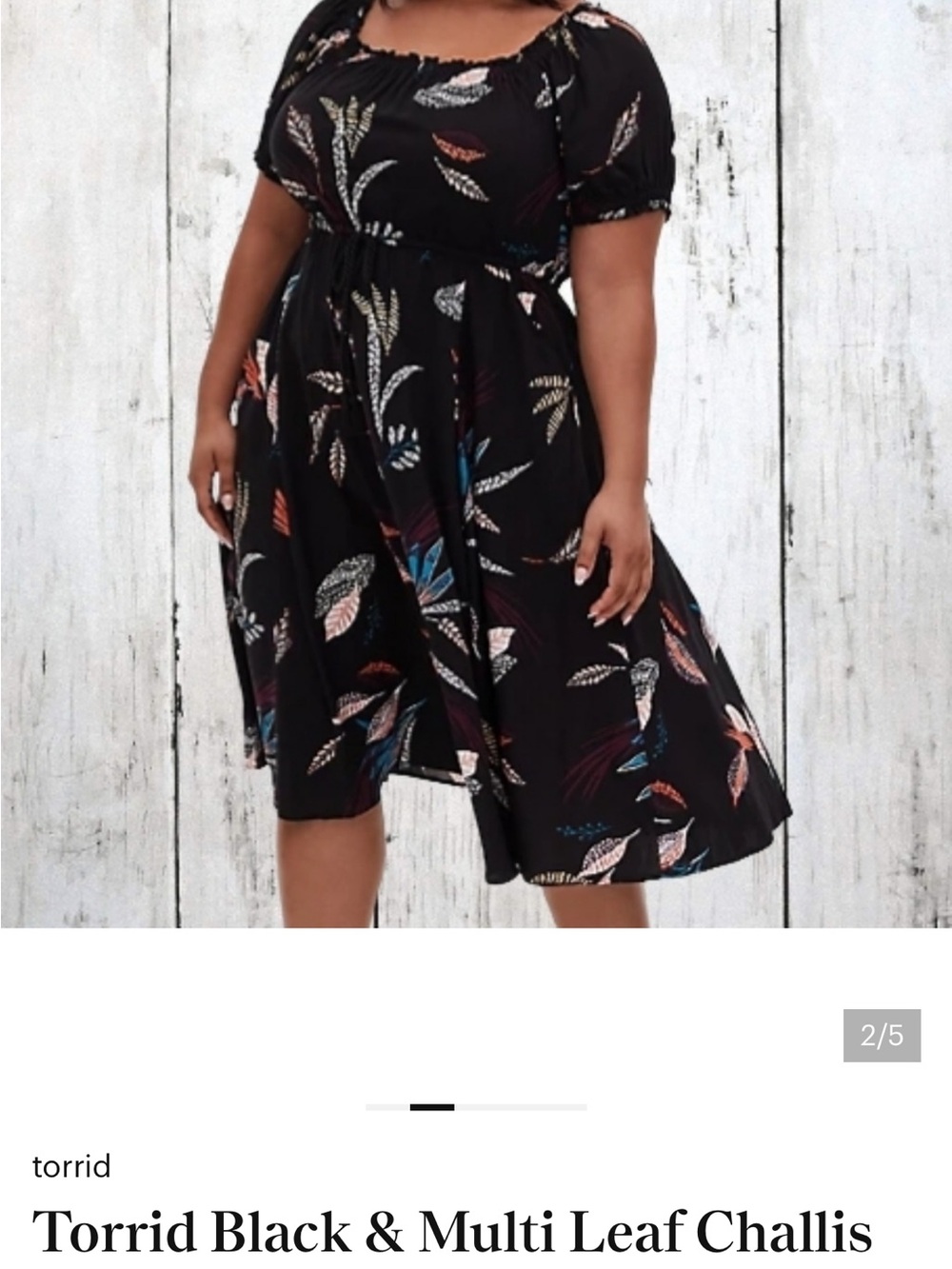 torrid Black Midi Dress with Multicolor Leaf Print